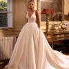 SoDigne A Line Simple Women Wedding Dresses V Neck With Pockets Bridal Dress Backless Sexy Satin Wedding Gowns Customized 7 S8972383bb4d54a569d997e57a660fb5bk Cropped