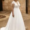 Customized Lace Wedding Dresses Plus Size V Neck Short Sleeves Backless Bride Gowns Sweep Train A-Line Chiffon Vestido De Noiva 5 S90dcb0757b8a4c90a2840f20fb5adc522 Cropped
