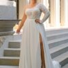 Customized Chiffon Wedding Dresses Plus Size O Neck One Shoulder Bride Gowns Applique Floor Length Front Slit A-Line Robe De 5 Sa414f140e73747e1a40b2b0187f88db3r Cropped