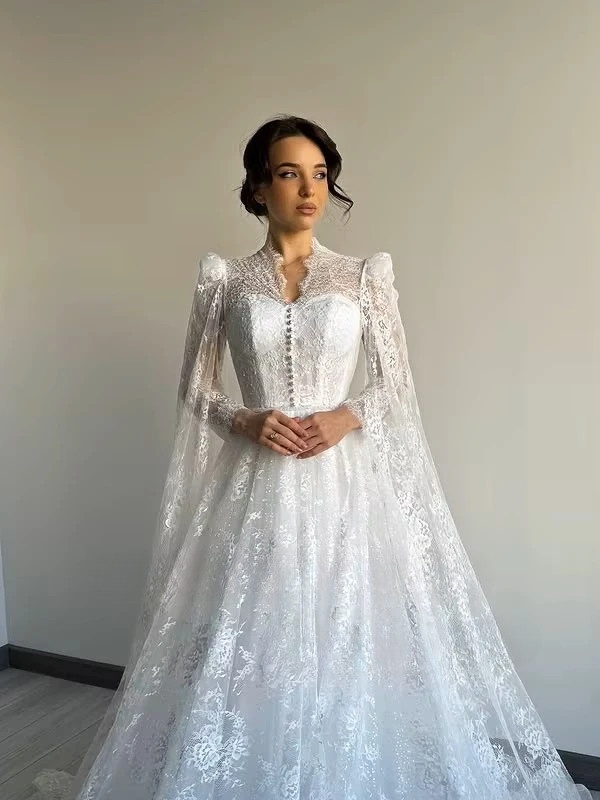 SoDigne A-line Elegant Wedding Dresses Full Sleeves V-Neck Lace Bridal Dress 2025 Long Wedding Gown Robe De Mairee Customized 3 SoDigne A-line Elegant Wedding Dresses Full Sleeves V-Neck Lace Bridal Dress 2025 Long Wedding Gown Robe De Mairee Customized - Image 3