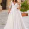 Elegant Tulle Wedding Dresses Plus Size V Neck 3/4 Sleeves Bride Gowns Back Lace Up Sweep Train A-Line Vestido De Noiva 2025 7 Sbedfd351ad9c474c8fa743b9936f6a103 Cropped