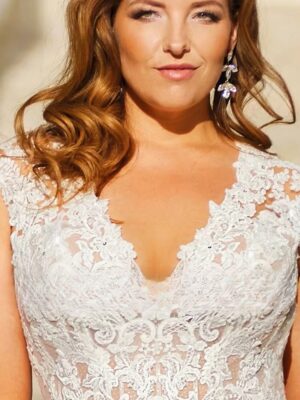 Exquisite Wedding Dresses Plus Size Tulle With Lace Applique V-Neck Backless Bride Gowns Cap Sleeves Mermaid Vestido De Noiva 5 Sd3cec090463b4105ba804c65a50007a9a Cropped