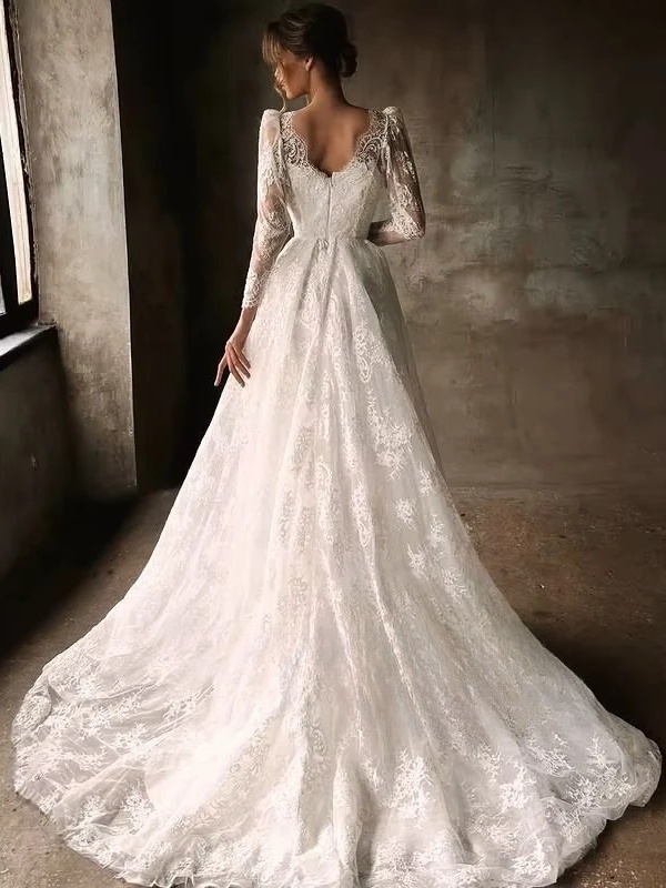 SoDigne A-line Lace Wedding Dresses Sweetheart Full Sleeves Bridal Dress Beach Long Wedding Gown Robe De Mairee Customized 2 SoDigne A-line Lace Wedding Dresses Sweetheart Full Sleeves Bridal Dress Beach Long Wedding Gown Robe De Mairee Customized - Image 2
