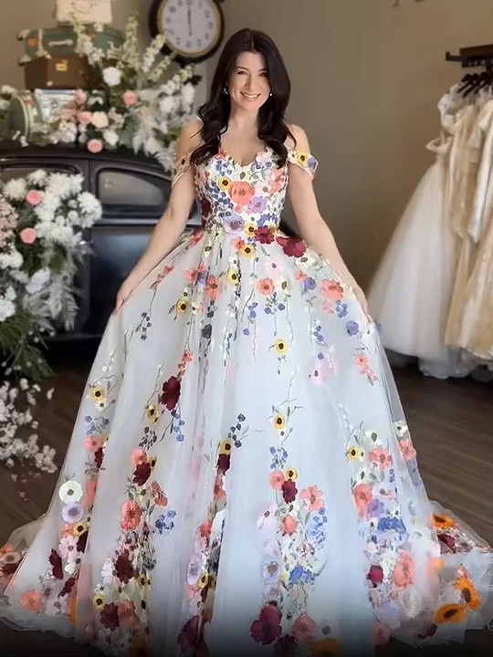 SoDigne A-line Flowers Embroidery Tulle Wedding Dress Sweetheart Off Shoulder Long Beach Bride Gown vestidos de novia Customized 1 SoDigne A-line Flowers Embroidery Tulle Wedding Dress Sweetheart Off Shoulder Long Beach Bride Gown vestidos de novia Customized