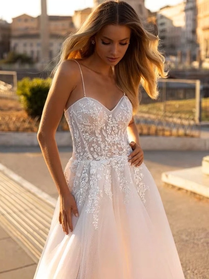 SoDigne A-line Appliques Wedding Dresses Sweetheart Sleeveless Tulle Bride Gowns Split Long Women Bridal Dress robe de mariée 3 SoDigne A-line Appliques Wedding Dresses Sweetheart Sleeveless Tulle Bride Gowns Split Long Women Bridal Dress robe de mariée - Image 3