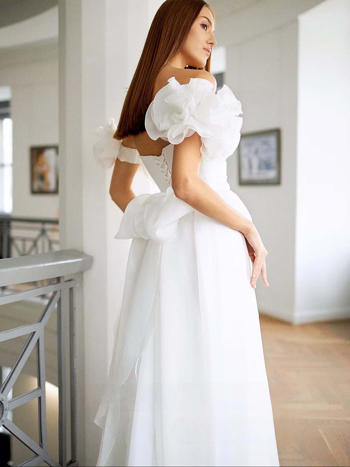 SoDigne A-line Organza Wedding Dresses Sweetheart Short Sleeves Bridal Dress Long Wedding Gown Robe De Mairee Customized 2 SoDigne A-line Organza Wedding Dresses Sweetheart Short Sleeves Bridal Dress Long Wedding Gown Robe De Mairee Customized - Image 2