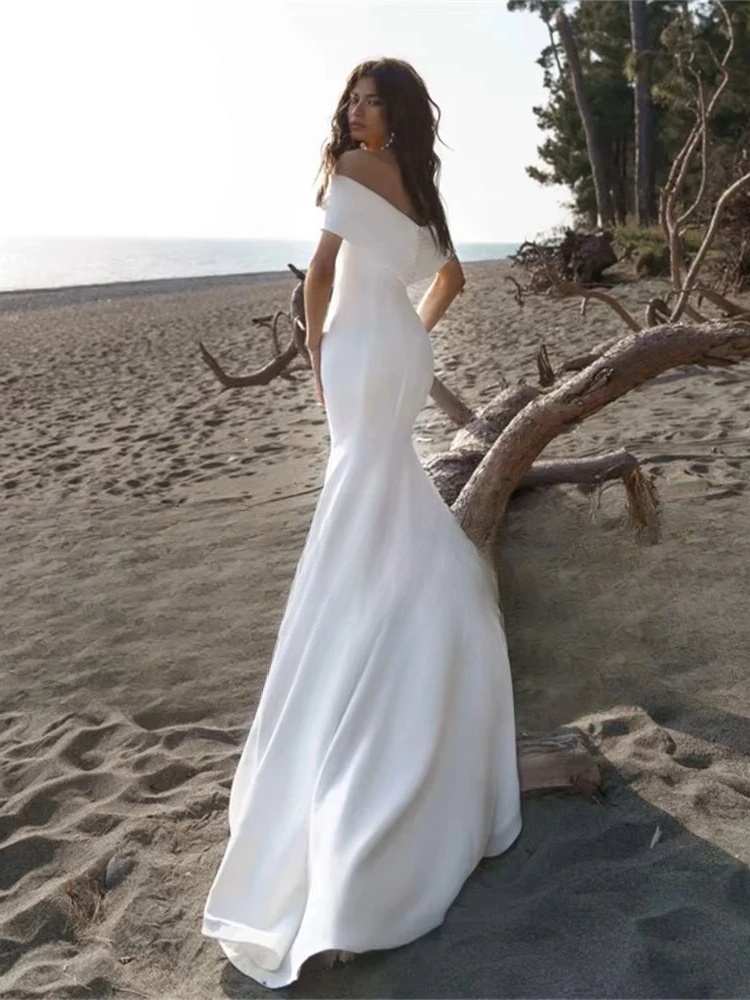 BIGDAY Mermaid Pleat Wedding Dress 2025 Off The Shoulder Open Back Pleat Sweep Train Bridal Gown Vestidos De Noiva Customized 2 BIGDAY Mermaid Pleat Wedding Dress 2025 Off The Shoulder Open Back Pleat Sweep Train Bridal Gown Vestidos De Noiva Customized - Image 2