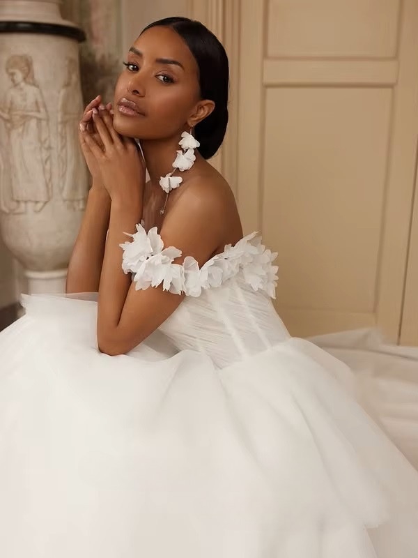 SoDigne A-line Off Shoulder Wedding Dress Tulle Sleeveless Tiered Bride Dresses Long Bridal Gowns vestidos de novia Customized 3 SoDigne A-line Off Shoulder Wedding Dress Tulle Sleeveless Tiered Bride Dresses Long Bridal Gowns vestidos de novia Customized - Image 3