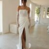 SoDigne Mermaid Boho Wedding Dresses Strapless Satin/Lace Bridal Dress Split Long Beach Wedding Gown Robe De Mairee Customized