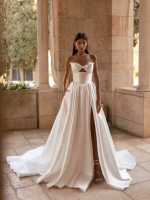 SoDigne A-line Simple Satin Wedding Dresses Sweetheart Sleeveless Bridal Dress Split Wedding Gown Robe De Mairee ﻿Customized