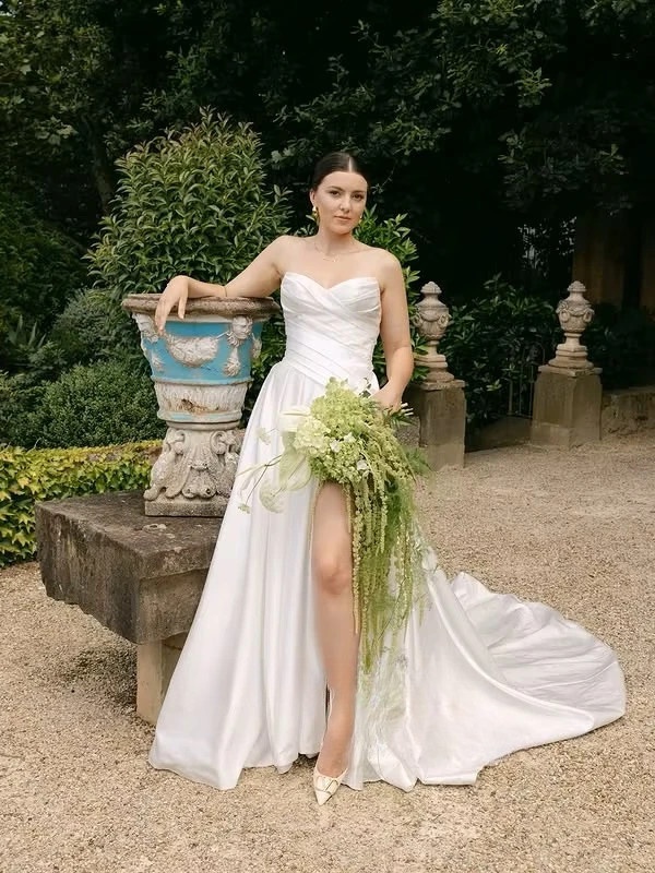 SoDigne A-line Satin Wedding Dresses Sweetheart Sleeveless Ruched Bridal Dress Split Wedding Gown Robe De Mairee Customized 3 SoDigne A-line Satin Wedding Dresses Sweetheart Sleeveless Ruched Bridal Dress Split Wedding Gown Robe De Mairee Customized - Image 3