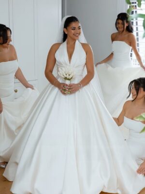 SoDigne A-line Satin Simple Wedding Dresses Sleeveless Halter Bridal Dress Long Wedding Gown Robe De Mairee Customized 7 S272597da82274c20872cb8964048c5974 Cropped