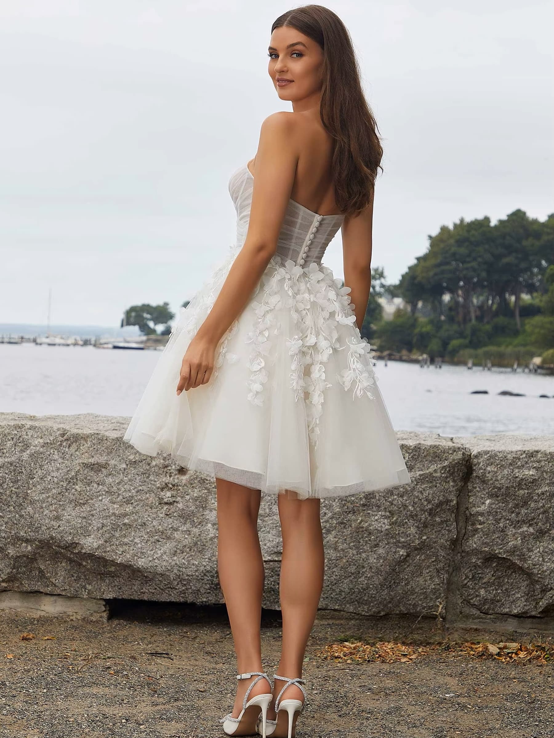 SoDigne A-line Tulle Short Wedding Dresses Sweetheart Sleeveless Appliques Bridal Dress Women Mini Wedding Gown Robe De Mairee 2 SoDigne A-line Tulle Short Wedding Dresses Sweetheart Sleeveless Appliques Bridal Dress Women Mini Wedding Gown Robe De Mairee - Image 2