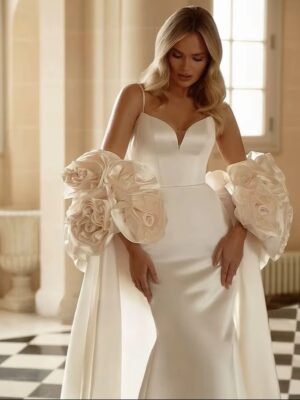 SoDigne Mermaid Satin Wedding Dresses Sweetheart Sleeveless with Shawl Bridal Dress Wedding Gown Robe De Mairee Customized 7 S37788c2f7c334ac6b1d97c91f38e10b7N Cropped