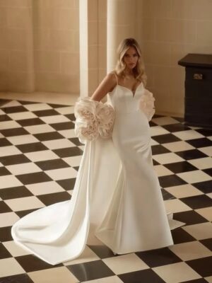 SoDigne Mermaid Satin Wedding Dresses Sweetheart Sleeveless with Shawl Bridal Dress Wedding Gown Robe De Mairee Customized 6 S38d9b0165b6d4109bb8e8e53179387adU Cropped