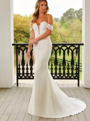BIGDAY Sweetheart Mermaid Wedding Dresses Women Lace Open Back Off The Shoulder Bridal Gown Train Vestidos De Novia Customized