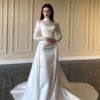 SoDigne Mermaid Satin Wedding Dresses High Neck Full Sleeves Bridal Dress Detachable Train Bride Gown Robe De Mairee Customized 7 S4715db64cde740c38964b3d06b9017aaA Cropped