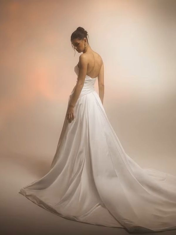 SoDigne A-line Satin Wedding Dresses Sweetheart Sleeveless Ruched Bridal Dress Split Wedding Gown Robe De Mairee Customized 4 SoDigne A-line Satin Wedding Dresses Sweetheart Sleeveless Ruched Bridal Dress Split Wedding Gown Robe De Mairee Customized - Image 4