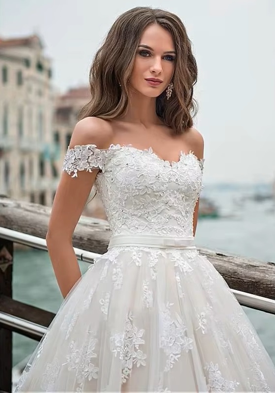 Fantastic Tulle A-line Wedding Dresses Off Shoulder Lace Appliques Princess Boho Wedding Gowns Lace Up Bridal Gown Customized 3 Fantastic Tulle A-line Wedding Dresses Off Shoulder Lace Appliques Princess Boho Wedding Gowns Lace Up Bridal Gown Customized - Image 3