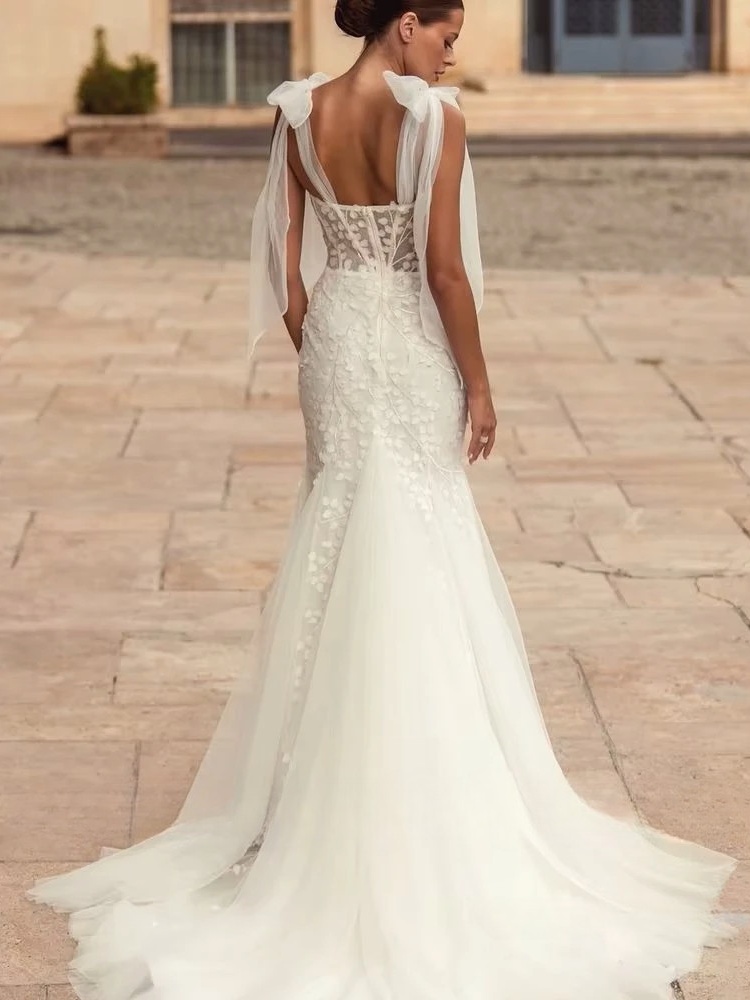 SoDigne Mermaid Tulle Wedding Dresses Sweetheart Sleeveless Elegant Bride Dress Women Bridal Gowns vestidos de novia Customized 2 SoDigne Mermaid Tulle Wedding Dresses Sweetheart Sleeveless Elegant Bride Dress Women Bridal Gowns vestidos de novia Customized - Image 2