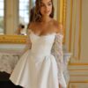 Simple Mini Lace Wedding Dress Vintage Strapless Formal Pleat Off Shoulder Sequined Ball Gowns Sexy Backless Lace Up Customized