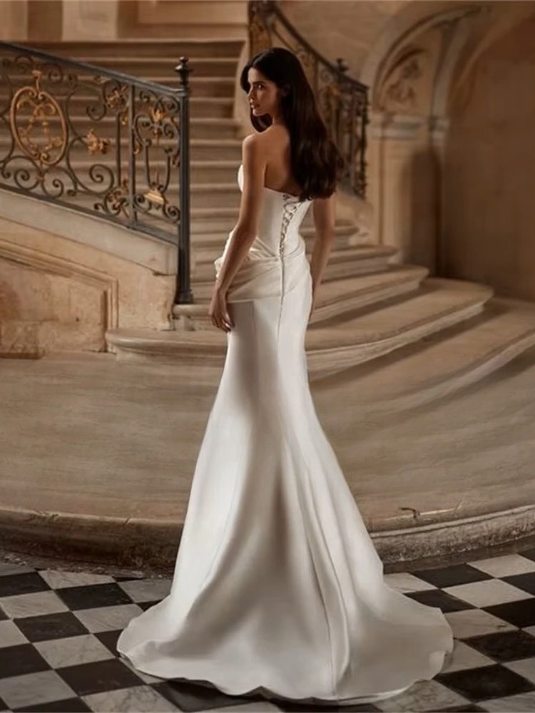 Elegant Mermaid Wedding Dress Women 2025 Sweetheart Pleat Open Back Strapless Train Bridal Gown Vestidos De Noiva Customized 2 Elegant Mermaid Wedding Dress Women 2025 Sweetheart Pleat Open Back Strapless Train Bridal Gown Vestidos De Noiva Customized - Image 2