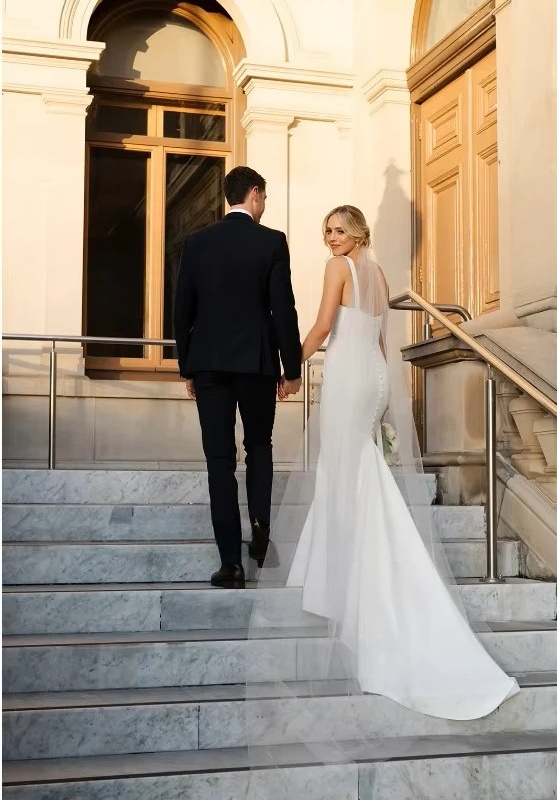 SoDigne Mermaid Simple Satin Wedding Dress Strapless Sleeveless Bride Dresses Beach 2025 Bridal Gowns Robe De Mairee Customized 2 SoDigne Mermaid Simple Satin Wedding Dress Strapless Sleeveless Bride Dresses Beach 2025 Bridal Gowns Robe De Mairee Customized - Image 2