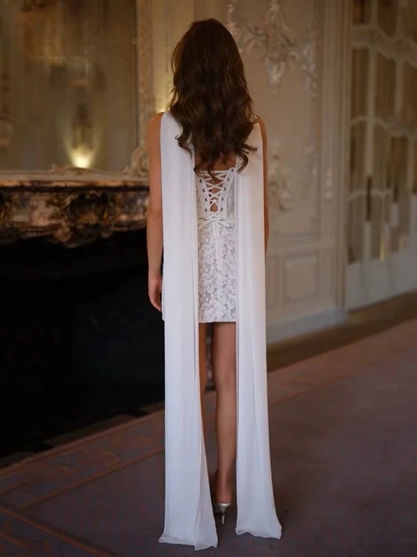 Vintage Mermaid Lace Appliques Mini Wedding Dress Simple Strapless Pleat Spaghetti Straps Sexy Backless Lace Up Gowns Customized 2 Vintage Mermaid Lace Appliques Mini Wedding Dress Simple Strapless Pleat Spaghetti Straps Sexy Backless Lace Up Gowns Customized - Image 2