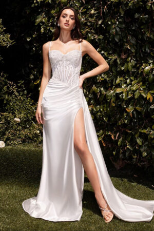 SoDigne Elegant Mermaid Satin Wedding Dresses Sweetheart Sleeveless Appliques Bridal Dress Split  Wedding Gown Robe De Mairee ﻿