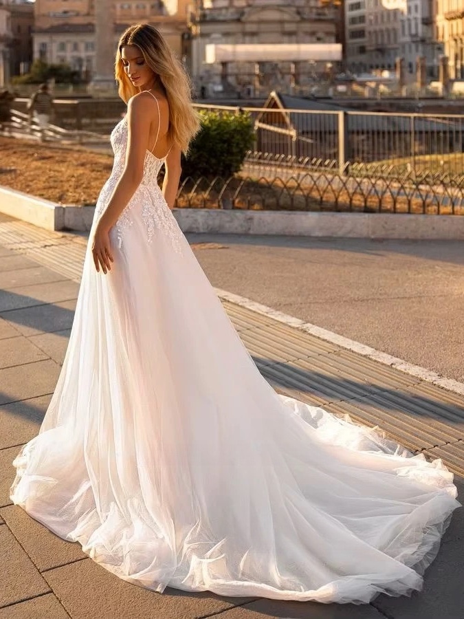 SoDigne A-line Appliques Wedding Dresses Sweetheart Sleeveless Tulle Bride Gowns Split Long Women Bridal Dress robe de mariée 2 SoDigne A-line Appliques Wedding Dresses Sweetheart Sleeveless Tulle Bride Gowns Split Long Women Bridal Dress robe de mariée - Image 2