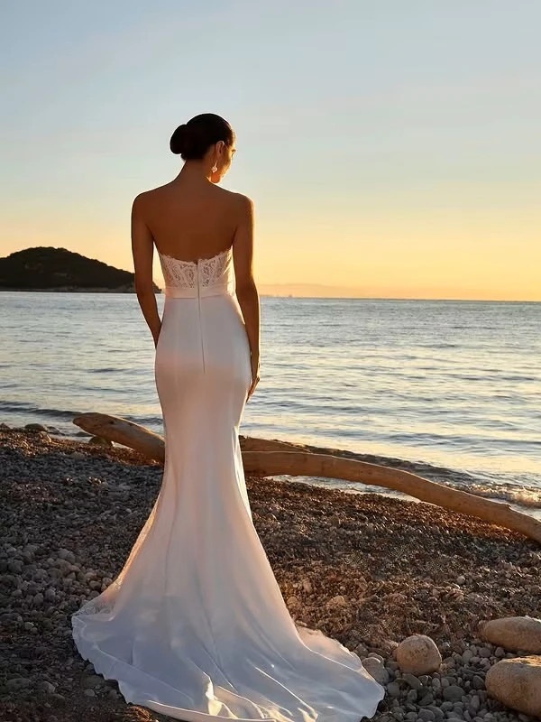 SoDigne Mermaid Satin/Lace Wedding Dress Sweetheart Sleeveless Bride Dresses Split Long Bridal Gowns Robe De Mairee Customized 2 SoDigne Mermaid Satin/Lace Wedding Dress Sweetheart Sleeveless Bride Dresses Split Long Bridal Gowns Robe De Mairee Customized - Image 2