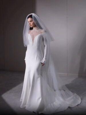 SoDigne Mermaid Lace/Satin Bride Dresses High Neck Full Sleeves Wedding Dress Long Bridal Gowns vestidos de novia Customized 7 S7ebce3b6b8dd485284f06fa035035dbd0 Cropped