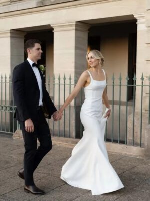 SoDigne Mermaid Simple Satin Wedding Dress Strapless Sleeveless Bride Dresses Beach 2025 Bridal Gowns Robe De Mairee Customized