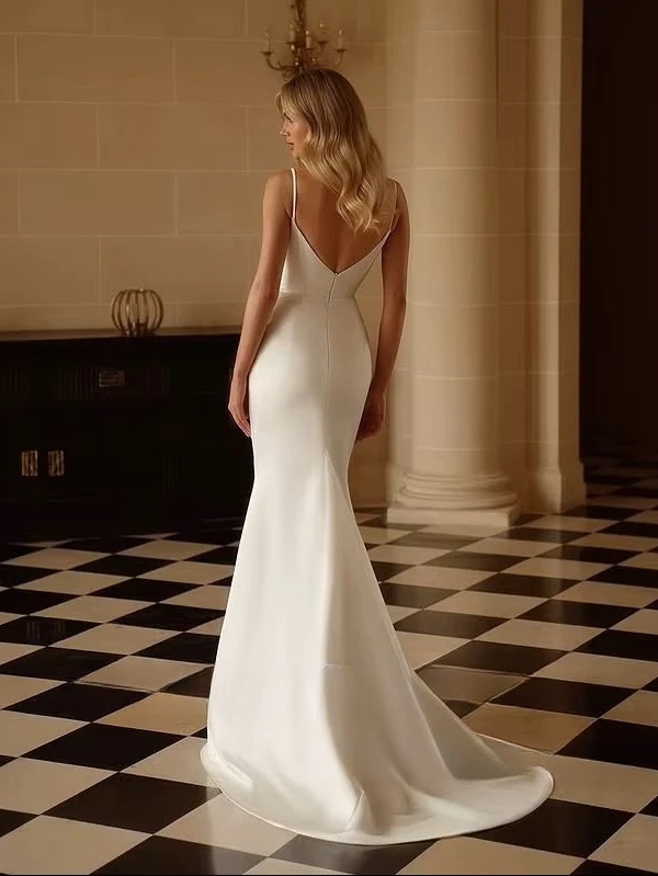 SoDigne Mermaid Satin Wedding Dresses Sweetheart Sleeveless with Shawl Bridal Dress Wedding Gown Robe De Mairee Customized 2 SoDigne Mermaid Satin Wedding Dresses Sweetheart Sleeveless with Shawl Bridal Dress Wedding Gown Robe De Mairee Customized - Image 2