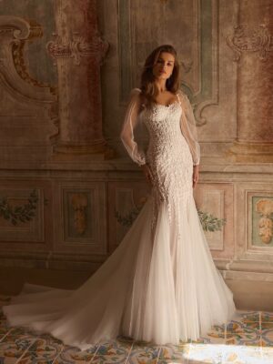 SoDigne Mermaid Tulle Appliques Bride Dresses Sweetheart Full Sleeves Wedding Dress Bridal Gowns vestidos de novia Customized