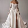 LORIE Vintage Lace Wedding Dress A-Line Off Shoulder Applique Long Sleeve Bridal Gown Princess Slit Corset Bride Gown Customized