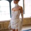 Sweetheart Mini Mermaid Wedding Dress Sexy Strapless Pleated Lace Illusion Sexy Sleeveless Backless Short Gowns Customized 2025