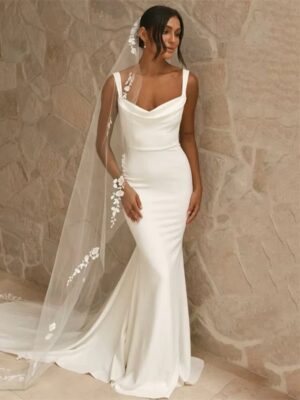 Elegant Mermaid Wedding Dresses For Women 2025 Open Back Spaghetti Straps Simple Bridal Gowns Train Vestidos De Noiva Customized