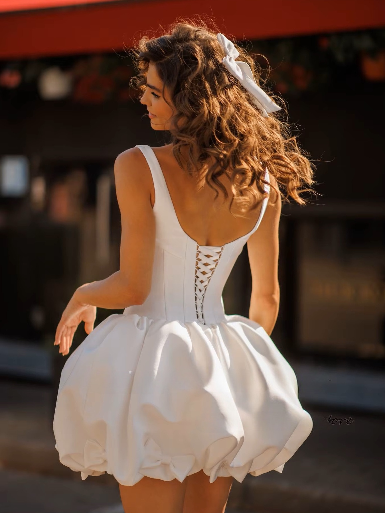 SoDigne A-line Satin Short Bride Dresses Square Collar Sleeveless Wedding Dress Mini Bridal Gown Robe De Mairee Customized 2 SoDigne A-line Satin Short Bride Dresses Square Collar Sleeveless Wedding Dress Mini Bridal Gown Robe De Mairee Customized - Image 2