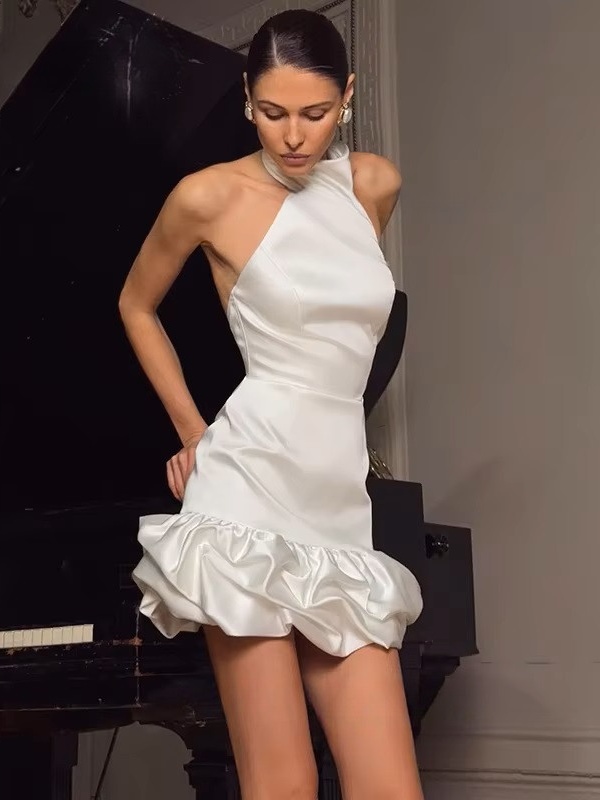 Elegant Mini Ivory Wedding Dress For Women Sleeveless Simple Halter Sexy Open Back Gown Short Ball Gowns Vestido Customized 2025 3 Elegant Mini Ivory Wedding Dress For Women Sleeveless Simple Halter Sexy Open Back Gown Short Ball Gowns Vestido Customized 2025 - Image 3