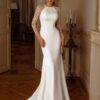 Elegant Mermaid Wedding Dress Women Long Sleeves Lace Illusion Back O-Neck Crepe Bridal Gown Train Vestidos De Noiva Customized