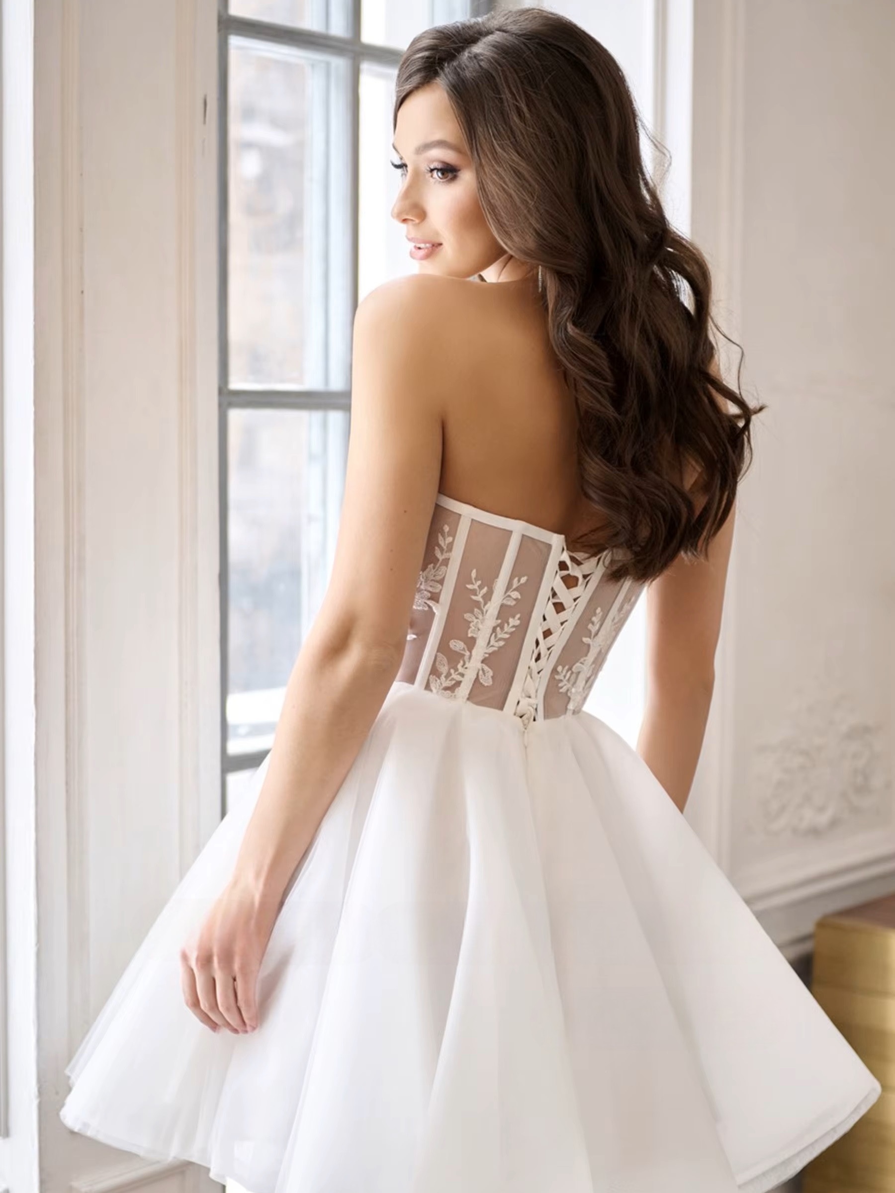 SoDigne A-line Short Wedding Dresses Sweetheart Sleeveless Tulle Mini Bride Dress Simple Lace Up Bridal Gown Vestido De Noiva 2 SoDigne A-line Short Wedding Dresses Sweetheart Sleeveless Tulle Mini Bride Dress Simple Lace Up Bridal Gown Vestido De Noiva - Image 2