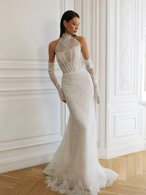SoDigne Mermaid Lace Bride Dresses Sleeveless Detachable Sleeves Wedding Dress Long Bridal Gowns Robe De Mairee Customized 2 SoDigne Mermaid Lace Bride Dresses Sleeveless Detachable Sleeves Wedding Dress Long Bridal Gowns Robe De Mairee Customized - Image 2