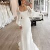 SoDigne Dubai Simple Wedding Dresses For Woman 2023 Long Sleeves Square Neck Bride Gowns Customized Bridal Gown vestido de novia 4 Sf951853d29f445038408298bb882bacdJ Cropped
